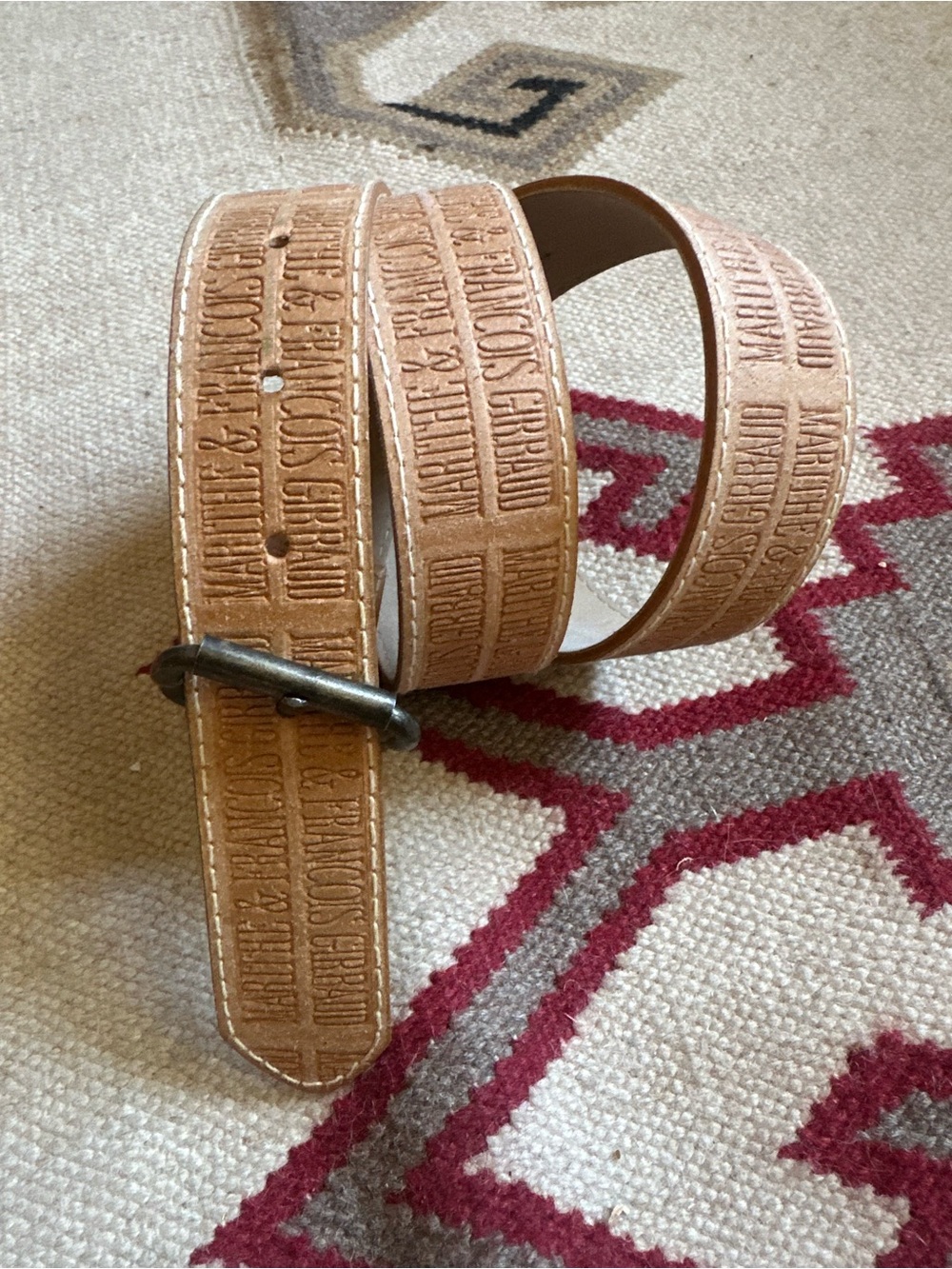 Vintage Marithe Francois Girbaud Tan Neutrals Spellout Designer Belt